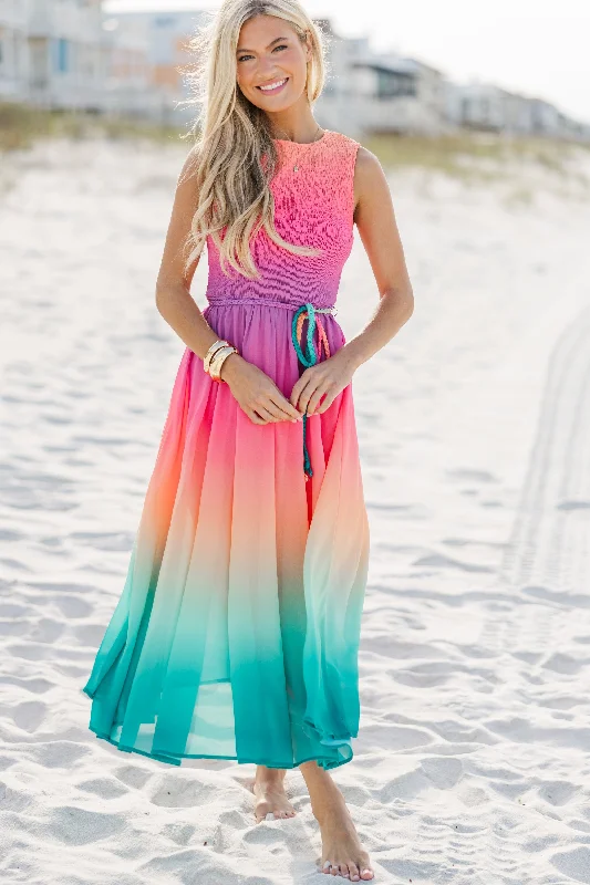 Maxi dresses with balloon sleeves for a vintage - inspired styleLiving On The Edge Pink Ombre Maxi Dress Maxi dresses with balloon sleeves for a vintage - inspired styleLiving On The Edge Pink Ombre Maxi Dress