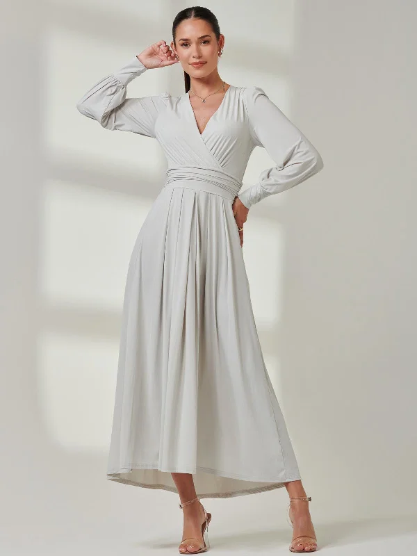 Printed maxi dresses with abstract patterns for an artistic lookLong Sleeve Super Soft Jersey Maxi Dress, Pearl
