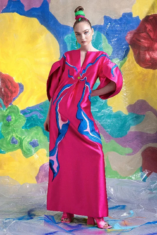 Cotton maxi dresses for a comfortable and everyday - wear optionLyra Straight V-Neck Zibeline Ankle Length Dress