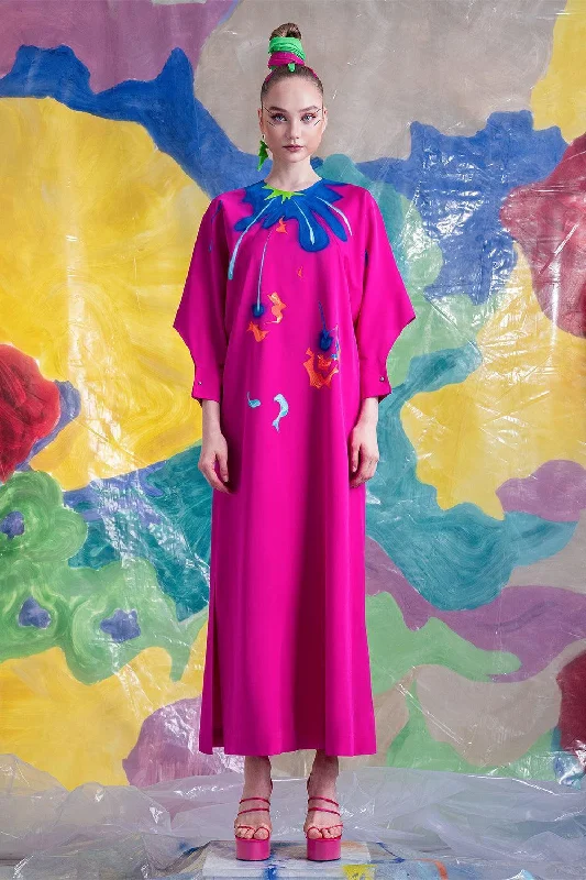 Maxi dresses with cut - out details on the sides for a modern edgeMaeve Straight Round Neck Satin Ankle Length Dress