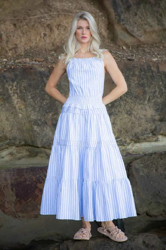 Maxi dresses with a halter neck for a stylish and sophisticated choiceMatai Maxi Dress Blue Stripe