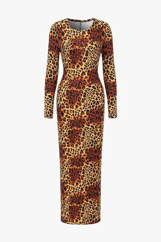 Cotton maxi dresses for a comfortable and everyday - wear optionLeopard Print Slit Maxi Dress Cotton maxi dresses for a comfortable and everyday - wear optionLeopard Print Slit Maxi Dress