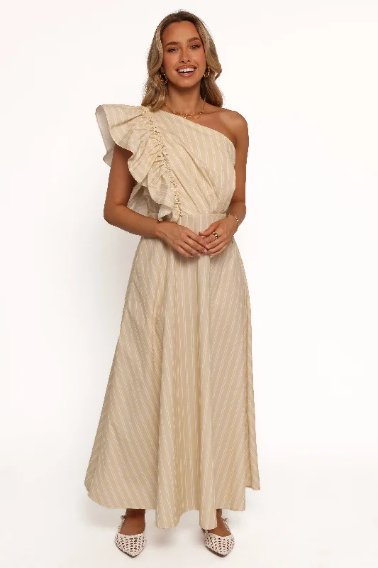 Maxi dresses with balloon sleeves for a vintage - inspired styleMeggy Maxi Dress - Sand/White