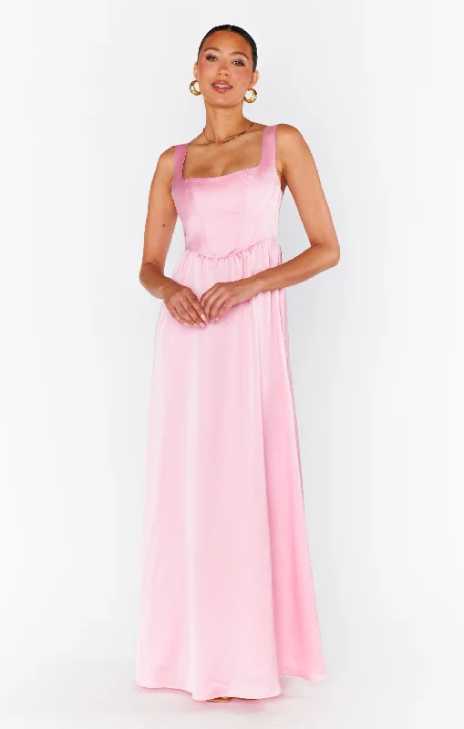 Velvet maxi dresses with long sleeves for winter weddingsNina Maxi Dress ~ Light Pink Luxe Satin Velvet maxi dresses with long sleeves for winter weddingsNina Maxi Dress ~ Light Pink Luxe Satin