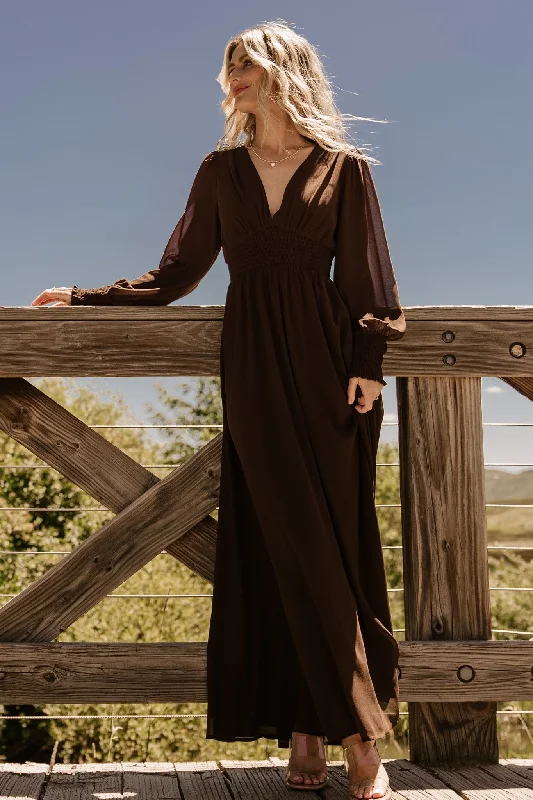 Maxi dresses with off - the - shoulder styles for a romantic and breezy lookOlivia Maxi Dress | Dark Brown