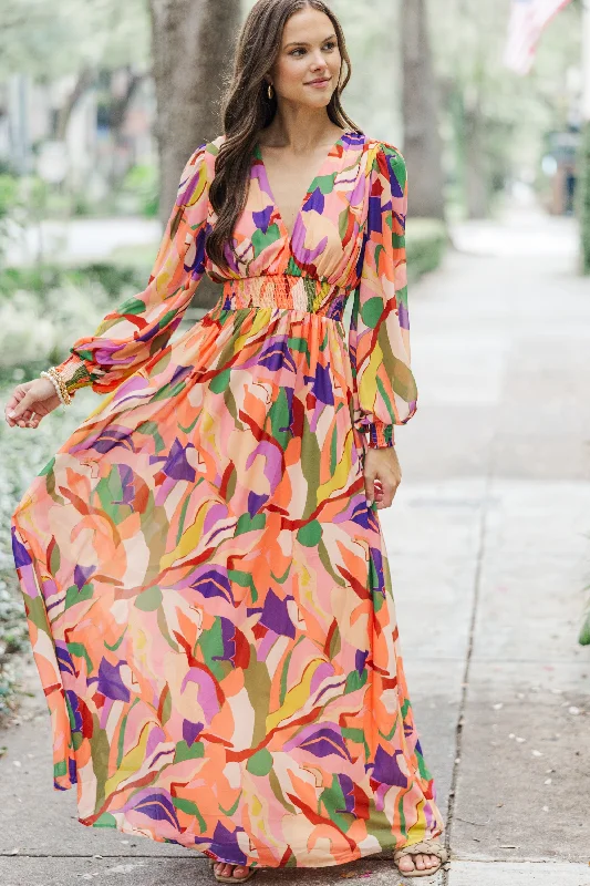 Maxi dresses with a button - down front for a classic lookPalms Springs By Midnight Peach Pink Abstract Maxi Dress Maxi dresses with a button - down front for a classic lookPalms Springs By Midnight Peach Pink Abstract Maxi Dress