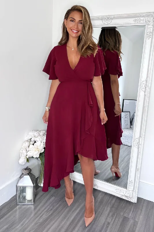Maxi dresses with a gathered skirt for a voluminous and dramatic effectPlum Wrap Over Top Frill Hem Midi Dress Maxi dresses with a gathered skirt for a voluminous and dramatic effectPlum Wrap Over Top Frill Hem Midi Dress