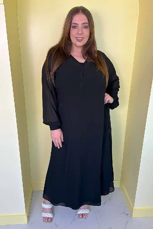 Maxi dresses with side slits for a touch of allureSutton Long Sleeve Sheer Shirt Dress
