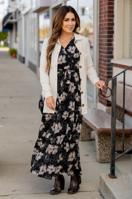 Maxi dresses with bow accents at the waist for a sweet appearanceSheer Floral Tie Waist Maxi Dress