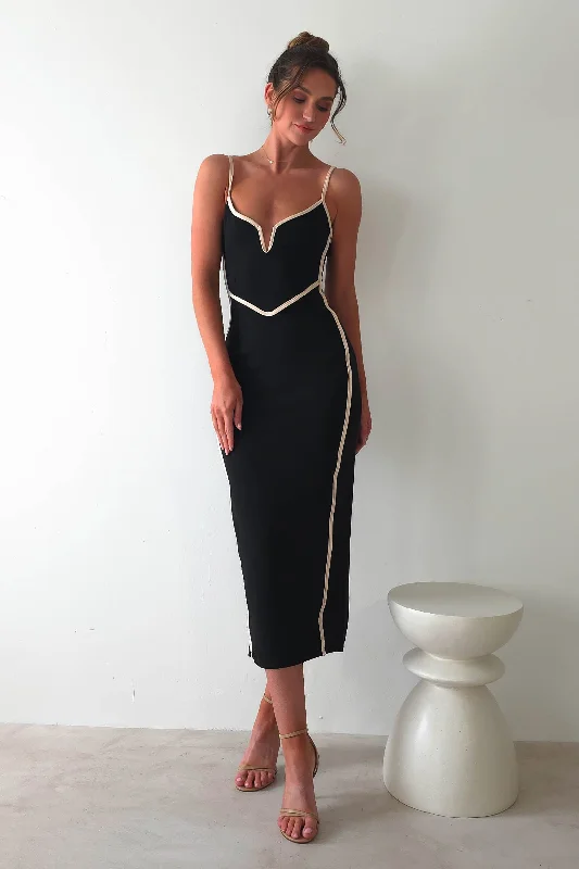 Leather maxi dresses for an edgy and bold appearanceSloan Bodycon Midi Dress | Black