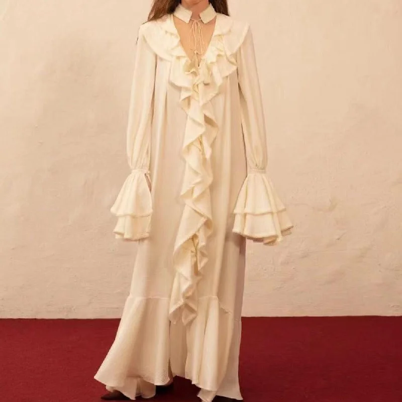 Maxi dresses with cold - shoulder cutouts for a trendy lookKittenAlarm - Sofia Frilled Maxi Dress