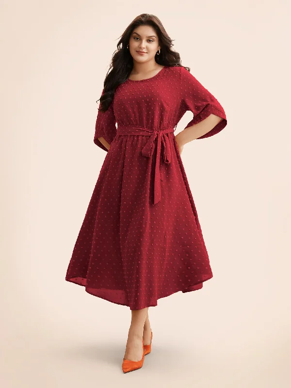 Maxi dresses with a halter neck for a stylish and sophisticated choiceTextured Bell Sleeve Belted Arc Hem Dress Maxi dresses with a halter neck for a stylish and sophisticated choiceTextured Bell Sleeve Belted Arc Hem Dress