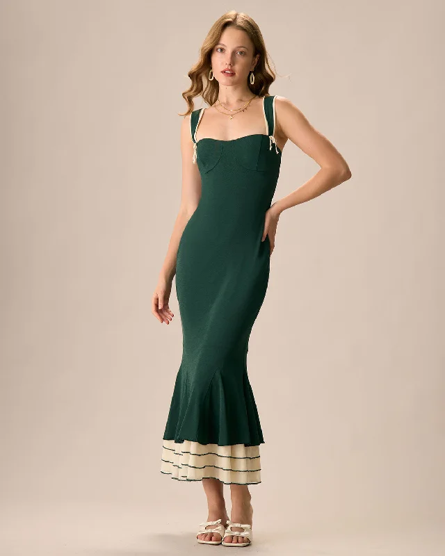 Maxi dresses with a keyhole back for a sexy detailThe Green Sweetheart Neck Bodycon Slip Maxi Dress
