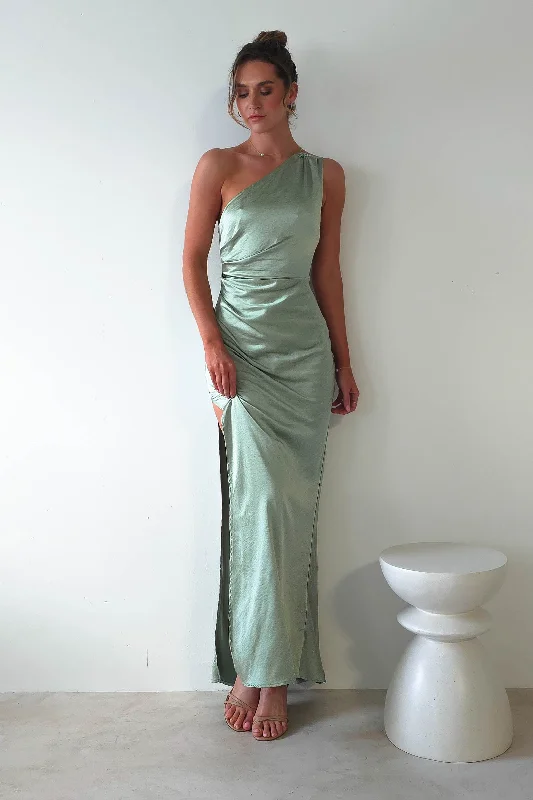 Sheer maxi dresses with lace overlays for a romantic touchThessy Soft Satin Maxi Dress | Sage