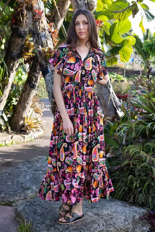 Strapless maxi dresses for a beachside vacationZaira Maxi Dress Black Print