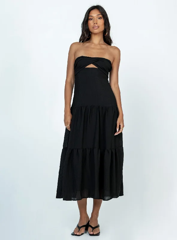Midi dresses with ruffled hems for a romantic date nightAllie Midi Dress Black