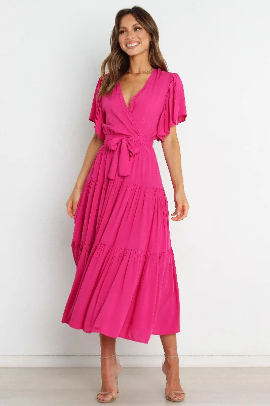 Midi dresses with cotton - blend materials for everyday comfortBarker Dress - Pink