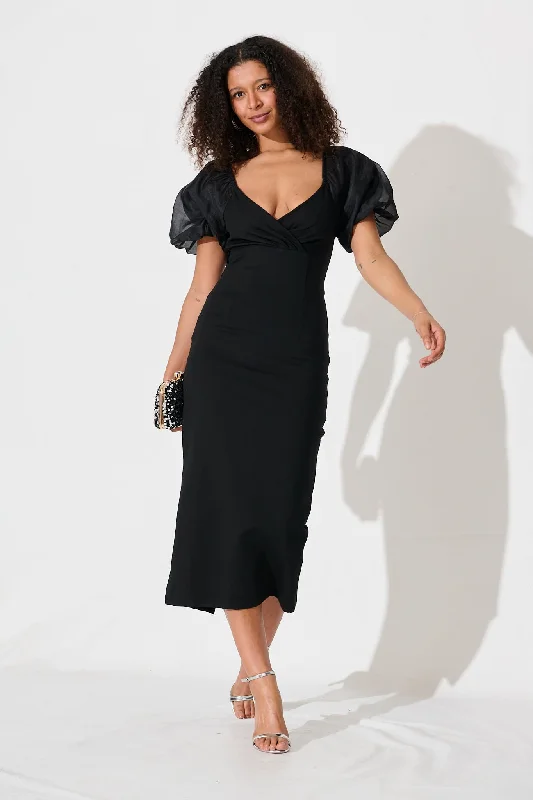Midi dresses with belted waists to accentuate the figureBells Midi Dress In Black