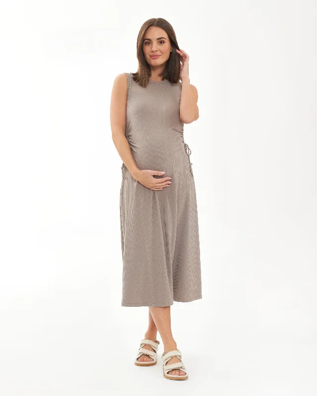 Midi dresses with empire waists for a flattering maternity optionCarol Rib A-line Dress  Taupe