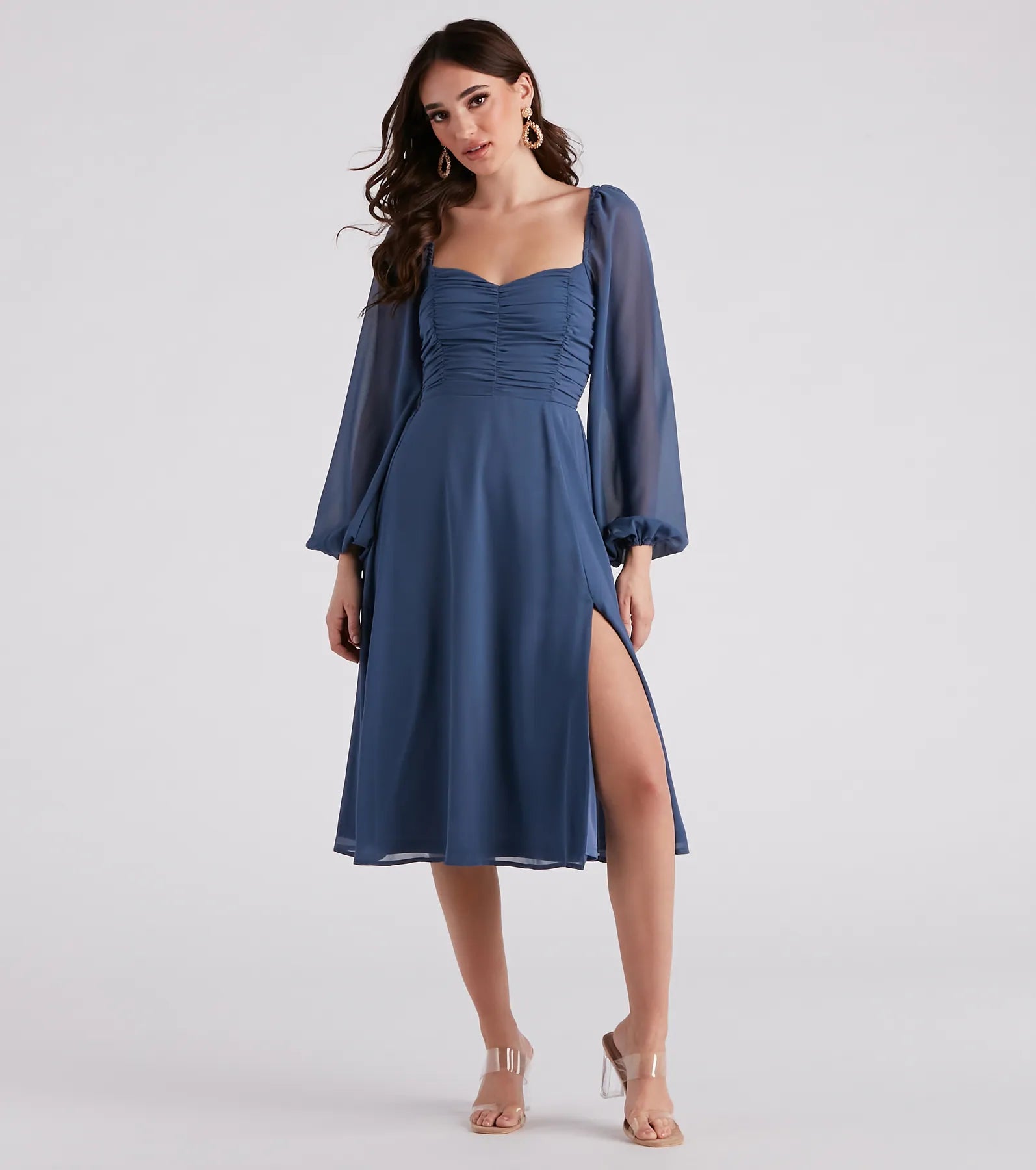 Midi dresses with side slits for a sexy and elegant appearanceEffortlessly Pretty Chiffon Midi Dress