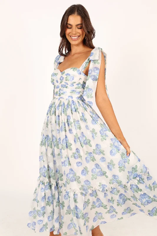 Midi dresses with ribbed textures for a unique and tactile appearanceFloret Midi Dress - Blue