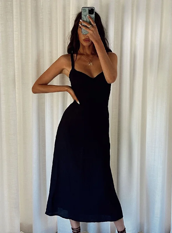 Midi dresses with button - down skirts for a unique and functional designGeorgia Midi Dress Black