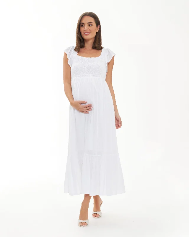 Midi dresses with halter necks for a stylish and comfortable optionHail Spot Dress White