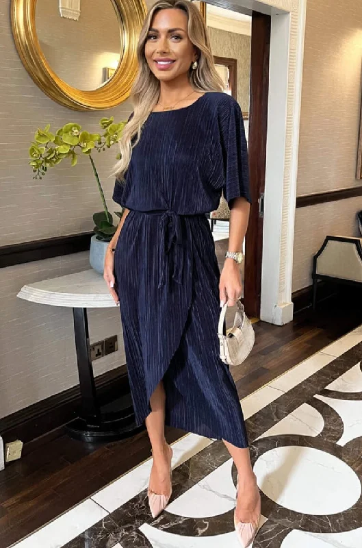 Midi dresses with pleated skirts for a timeless and elegant appealHeather Navy Plisse Dress Midi dresses with pleated skirts for a timeless and elegant appealHeather Navy Plisse Dress