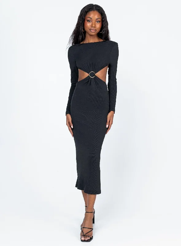 Sheath midi dresses with beaded embellishments for a formal occasionHunter Midi Dress Black