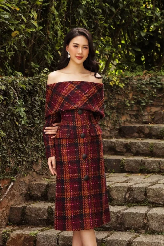 Midi dresses with pleated skirts for a timeless and elegant appealJacob Off-Shoulder Dress