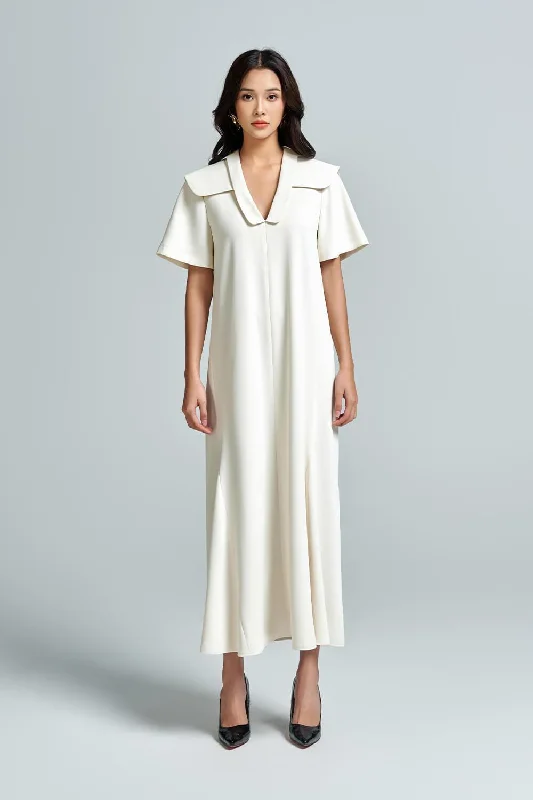 Midi dresses with button - front designs for a classic touchKatlisa Straight Short Sleeved Twill Midi Dress Midi dresses with button - front designs for a classic touchKatlisa Straight Short Sleeved Twill Midi Dress