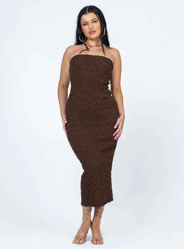 Midi dresses with denim fabric for a casual yet stylish day outKei Midi Dress Brown