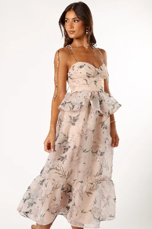 Midi dresses with patchwork patterns for a one - of - a - kind styleKennie Midi Dress - Pink Floral