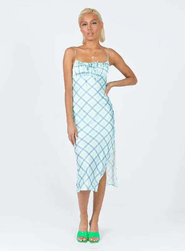 Midi dresses with gathered skirts for a full and flowing silhouetteKirra Midi Dress Green / Blue