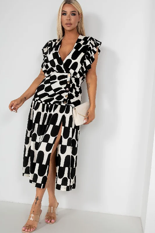Midi dresses with one - shoulder designs for a modern and asymmetric styleLily Black Print Dress