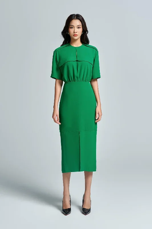 Sheath midi dresses with beaded embellishments for a formal occasionLucinda Sheath Short Sleeved Crepe Midi Dress Sheath midi dresses with beaded embellishments for a formal occasionLucinda Sheath Short Sleeved Crepe Midi Dress