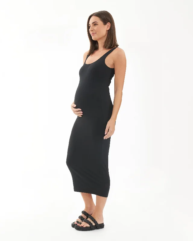 Midi dresses with abstract art prints for an artistic statementLuxe Knit Contour Dress Black