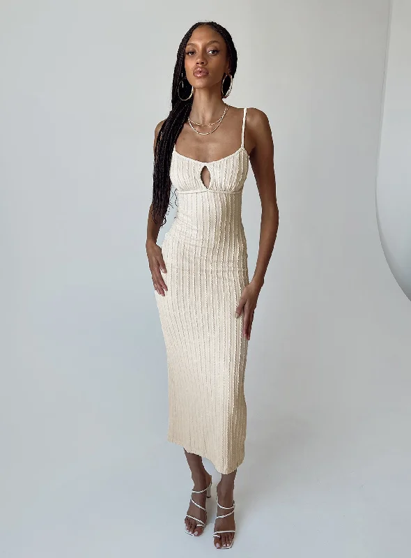 Midi dresses with ruffled bodices for a more pronounced feminine lookMaila Midi Dress Beige Midi dresses with ruffled bodices for a more pronounced feminine lookMaila Midi Dress Beige