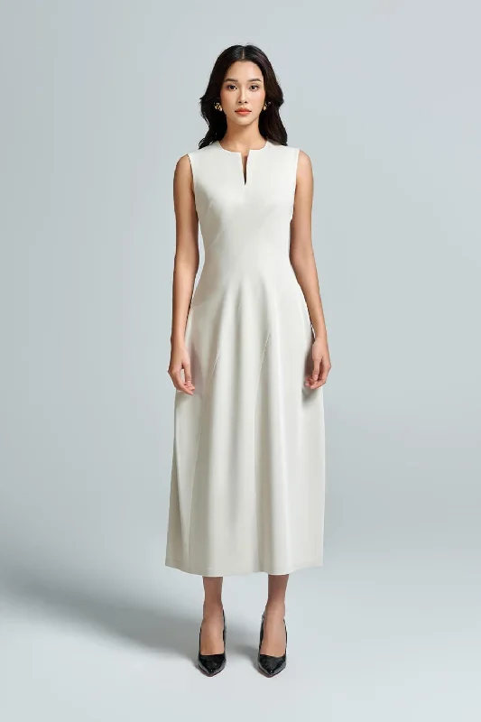 Midi dresses with ribbed textures for a unique and tactile appearanceMalie A-line Sleeveless Twill Midi Dress Midi dresses with ribbed textures for a unique and tactile appearanceMalie A-line Sleeveless Twill Midi Dress