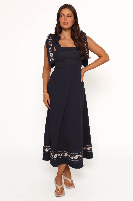 Midi dresses with lace - up fronts for a unique and adjustable styleMarcella Midi Dress - Navy