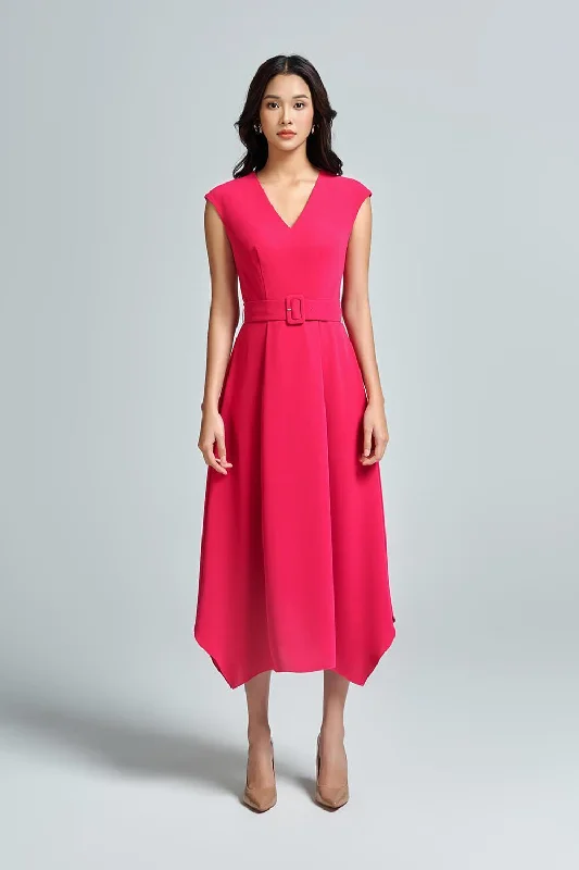 Midi dresses with button - down skirts for a unique and functional designMylie A-line V-Neck Crepe Midi Dress Midi dresses with button - down skirts for a unique and functional designMylie A-line V-Neck Crepe Midi Dress