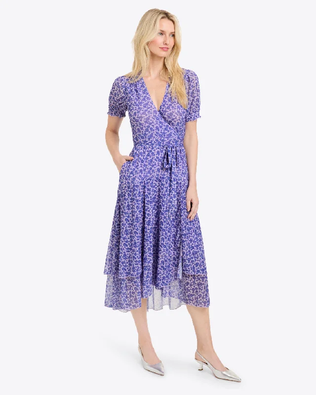 Midi dresses with tiered skirts for a bohemian festival lookNaomi Wrap Dress in Stretch Mesh