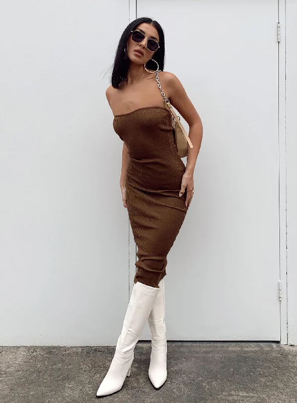 Midi dresses with halter necks for a stylish and comfortable optionPaige Strapless Midi Dress Brown Midi dresses with halter necks for a stylish and comfortable optionPaige Strapless Midi Dress Brown