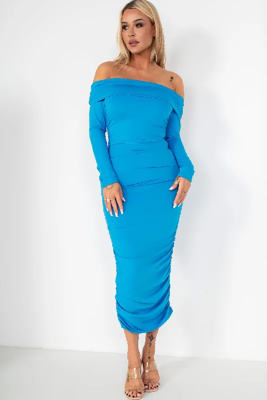 Sleeveless midi dresses with lace details for summer weddingsQuilla Blue Bardot Dress