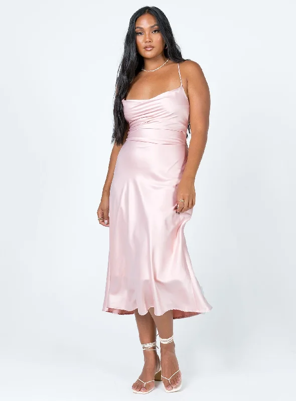 Maxi - inspired midi dresses with flowing fabrics for a beachy vibeCelena Midi Dress Pink Maxi - inspired midi dresses with flowing fabrics for a beachy vibeCelena Midi Dress Pink