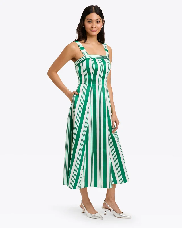 Midi dresses with cotton - blend materials for everyday comfortRosalind Love Circle Dress in Ottoman Stripe