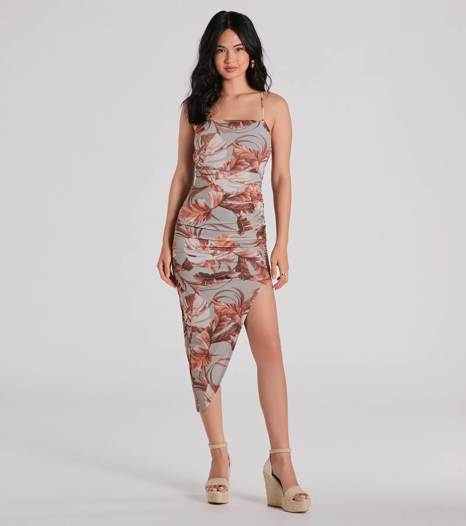 Midi dresses with mesh inserts for a trendy and breathable optionSweet Escape Lace-Up Tropical Midi Dress Midi dresses with mesh inserts for a trendy and breathable optionSweet Escape Lace-Up Tropical Midi Dress