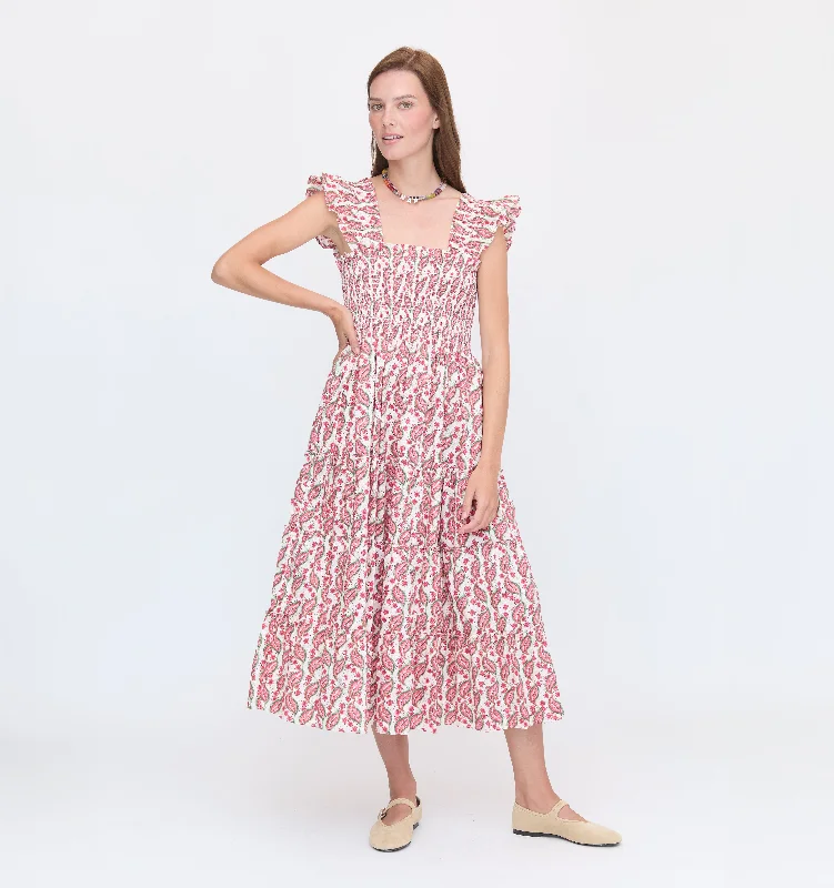 Midi dresses with ruched sleeves for a more fitted and stylish arm lookThe Ellie Nap Dress - Birch Vine Stripe