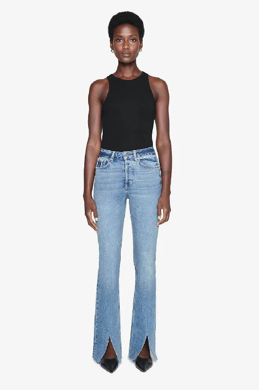 High - rise flare women jeans for a 70s - inspired lookAnine Bing Roxanne Jean in Storm Blue
