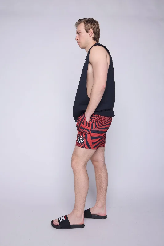 Dark - wash women jeans for a sophisticated and slimming effectAop Spiral Swim Shorts - Red